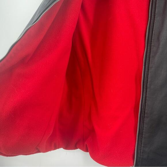 PENDLETON Vest Vintage Black 100% Leather Zip Up Red Fleece Interior Size Small - Picture 11 of 13